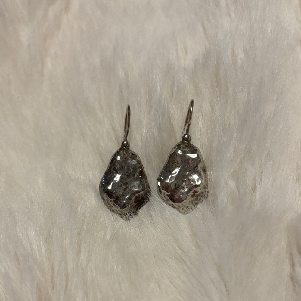 Silpada Sterling Silver Hammered Drop Earrings - Silver